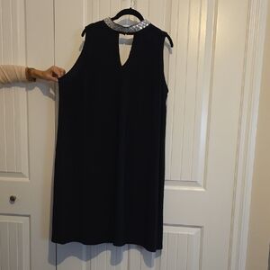 Black Sleeveless Dress with Silver Collar